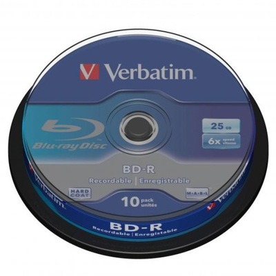 Verbatim BD-R, Single Layer 25GB, cake box, 43742, 6x, 10-pack, do archiwiz