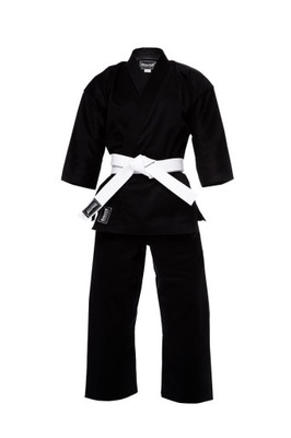 KIMONO DO KARATE KARATEGI CZARNE 8 OZ + PAS 130 cm