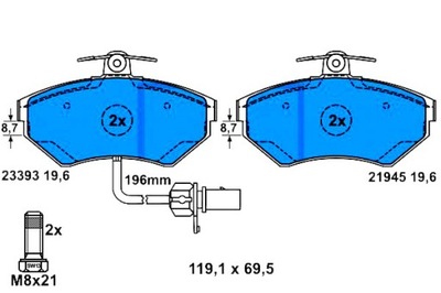 ZAPATAS DE FRENADO AUDI PARTE DELANTERA A4 1,6-3,2 94-08 Z CZU  