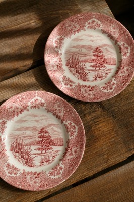 komplet 2 talerzy z angielskiej porcelany vintage