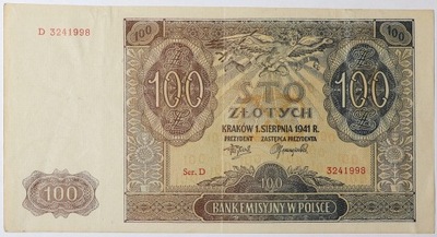 Banknot 100 Złotych - 1941 rok - Ser. D
