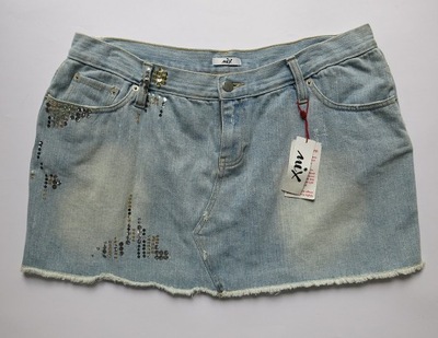 A6221 NIX jeansowa spódniczka mini cekiny 46