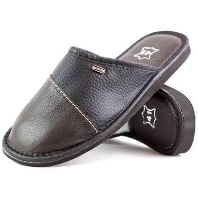 KAPCIE KLAPKI LACZKI MĘSKIE SKÓRZANE DOMOWE 42