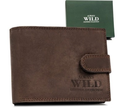 Klasyczny, skórzany portfel męski na zatrzask Always Wild