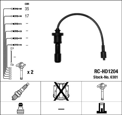 NGK 6301 CABLE DE ARRANQUE RC-HD1204 HYUNDAI SANT  