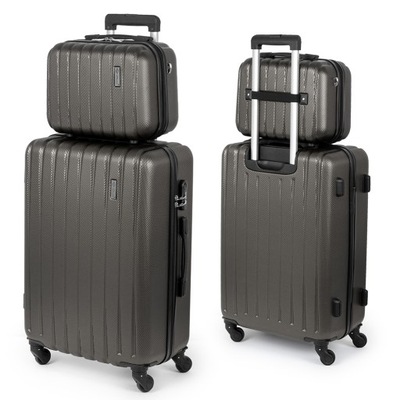 Zestaw walizek podróżnych 2w1 walizka ŚREDNIA 22" Kuferek ABS twarda