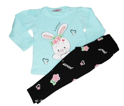 KOMPLET BLUZKA LEGGINSY KRÓLIK ZAJĄCZEK KWIATKI R 92
