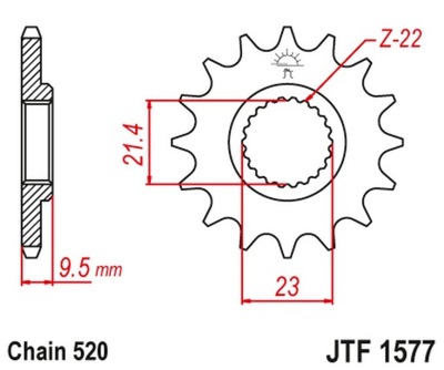 JT ЗУБЧАТКА ПЕРЕДНЯ YAMAHA XT 600 '99-03 TT 600 04