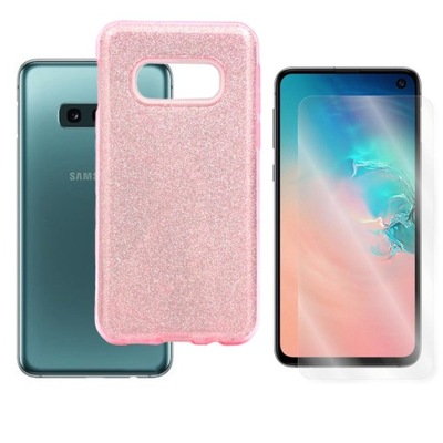 Etui Jelly SHINING HQ do Samsung S10e różowy+SZKŁO Case Pokrowiec