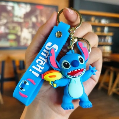 Disney Cartoon Anime Lilo and Stitch Pendant Keychains Holder Car Key 