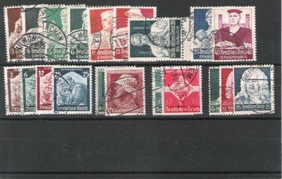 Niemcy 1934r.->, zestaw znaczków kasowanych.