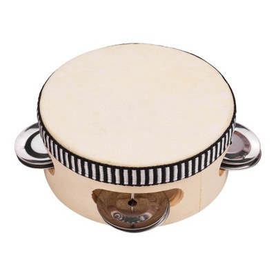 4 Inch Wooden Hand Tambourine with Metal Single