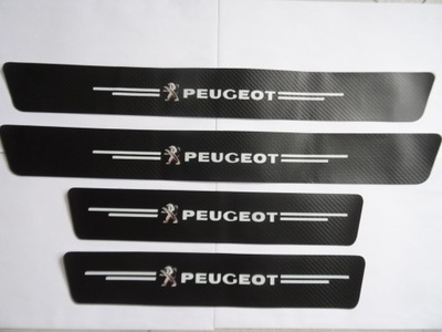 PEGATINAS BRIDAS PELÍCULA DE PROTECCIÓN AL UMBRALES PEUGEOT CARBÓN  