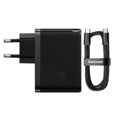 Baseus ładowarka GaN5 Pro PD 100W USB-C USB z kablem czarna zasilacz