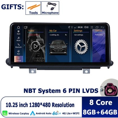 NAWIGATOR GPS ANDROID 12 PARA BMW X5 F15 X6 F16 2014-2017 RADIO DE AUTOMÓVIL ID8 NBT  