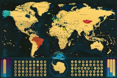 Mapa Zdrapka Świat Deluxe XL (Classic Złota)