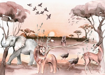 Fototapeta dziecięca zwierzęta safari lew 208x146