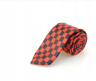 modny krawat szachownica róż czerwony