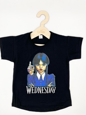 T-shirt dziewczęcy Wednesday polski produkt czarny