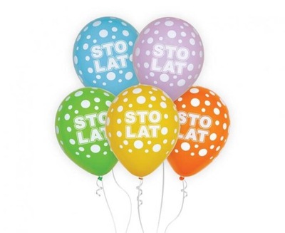 BALONY LATEKSOWE MIX KOLORÓW STO LAT 5 SZTUK 30 CM