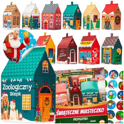 KALENDARZ ADWENTOWY ŚWIĄTECZNE DOMKI DO SKLEJANIA NA PREZENT DLA DZIECKA