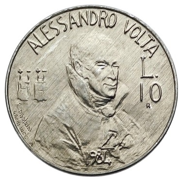 SAN MARINO 10 LIRE 1984 ALESSANDRO VOLTA UNC