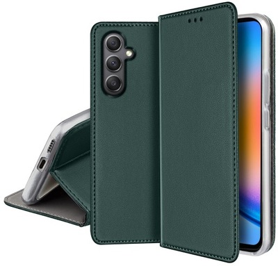 Etui z klapką KrainaGSM do Samsung Galaxy S23 FE MAGNET ECOLEATHER zielony