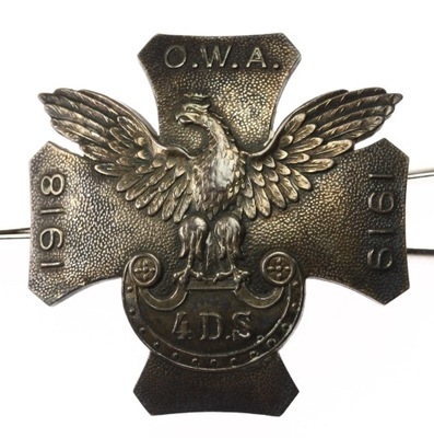 II RP Odznaka 4 Dywizja Strzelców Polskich numerowana srebro