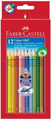 KREDKI OŁÓWKOWE FABER CASTELL 12 KOLORÓW GRIP