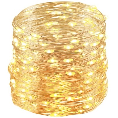 LAMPKI DRUCIKI 100 LED NA BATERIE CHOINKOWE CIEPŁE