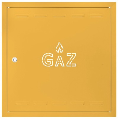 Drzwiczki gazowe 40x40 żółte z napisem "GAZ" metalowe