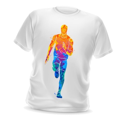 Koszulka biegowa t-shirt sportowy do biegania z nadrukiem BIEGACZ