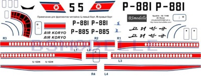 Kalkomanie Iljušin Il-62 Air Koryo dla Veb Plasticart - BSmodelle BSM100024