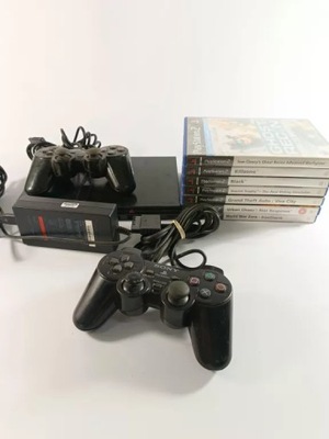 KONSOLA SONY PS2 SLIM 2X PAD GRY ZASILACZ