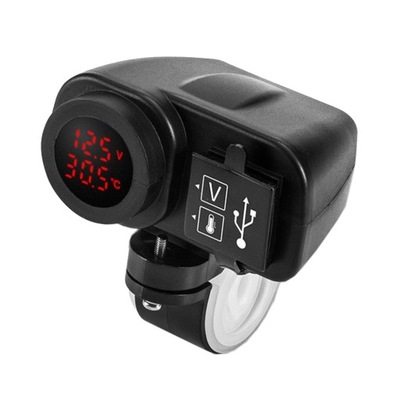 DISPOSITIVO DE CARGA MOTOCICLETA VOLTÍMETRO TERMO 2 PIEZAS USB 3W1  