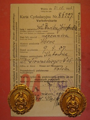 1923 Katowice=Karta Cyrkulacyjna H7984
