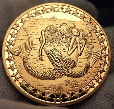 Znaki Zodiaku - Ryby , pozłacany medal