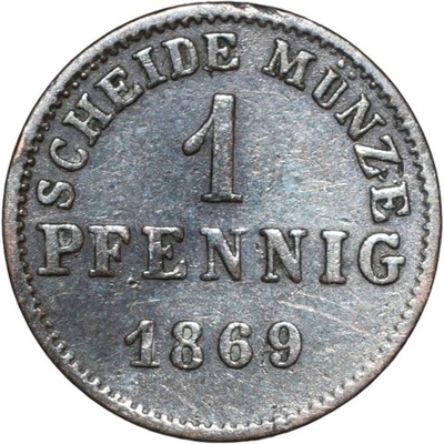 Hesja Darmstadt 1 pfennig 1869