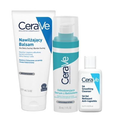 CeraVe Nawilżający Balsam 177ml, Odbudowujące Serum Retinol 30ml + GRATIS