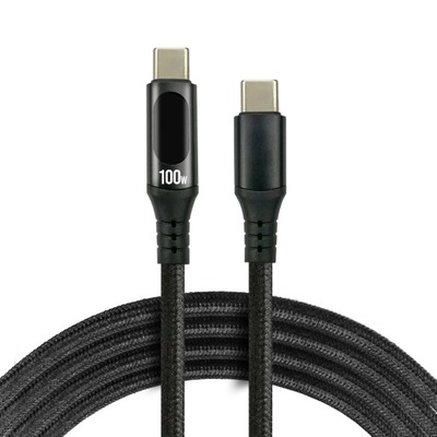 MARKOWY KABEL USB-C - USB-C 2M EVERACTIVE OPLOT 100W QC PD Z WYŚWIETLACZEM