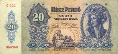 Węgry - Republika - BANKNOT - 20 Pengo 1941