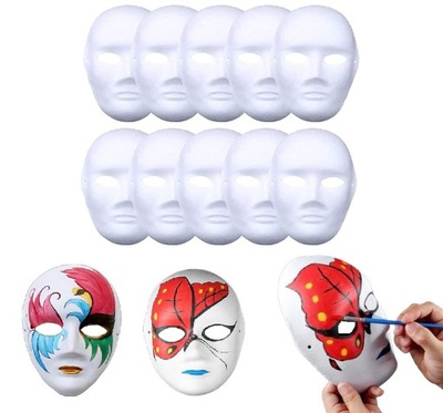 10X MASKA TWARZ CZŁOWIEKA DO MALOWANIA DIY Z PULPY