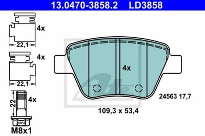 ATE 13.0470-3858.2 ZAPATAS CERÁMICOS PARTE TRASERA SKODA OCTAVIA/SUPERB/YETI 04-  