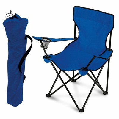 Krzesło turystyczne z oparciem Tadar kempingowy odcienie niebieskiego