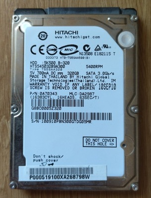 Dysk twardy Hitachi HTS545032B9A300 320GB SATA 2,5