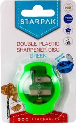 Temperówka plastikowa podwójna Dysk zielona