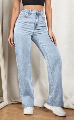 SHEIN PROSTE NIEBIESKIE JEANSOWE SPODNIE 38 V9G