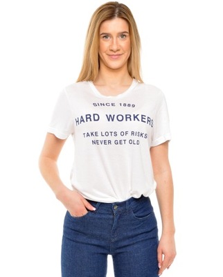 LEE t-shirt WHITE printed HARD WORKER T _ M 38