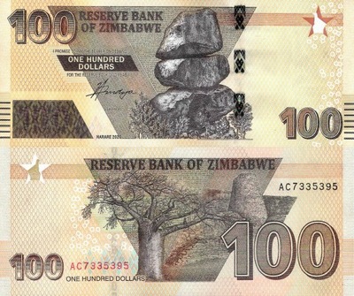 Zimbabwe 2020 (2022) - 100 Dollars Pick 106 UNC