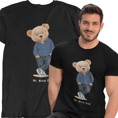 Koszulka z misiem Mr NICE GUY prezent dla NIEGO GRATIS nadruk MIŚ Teddy